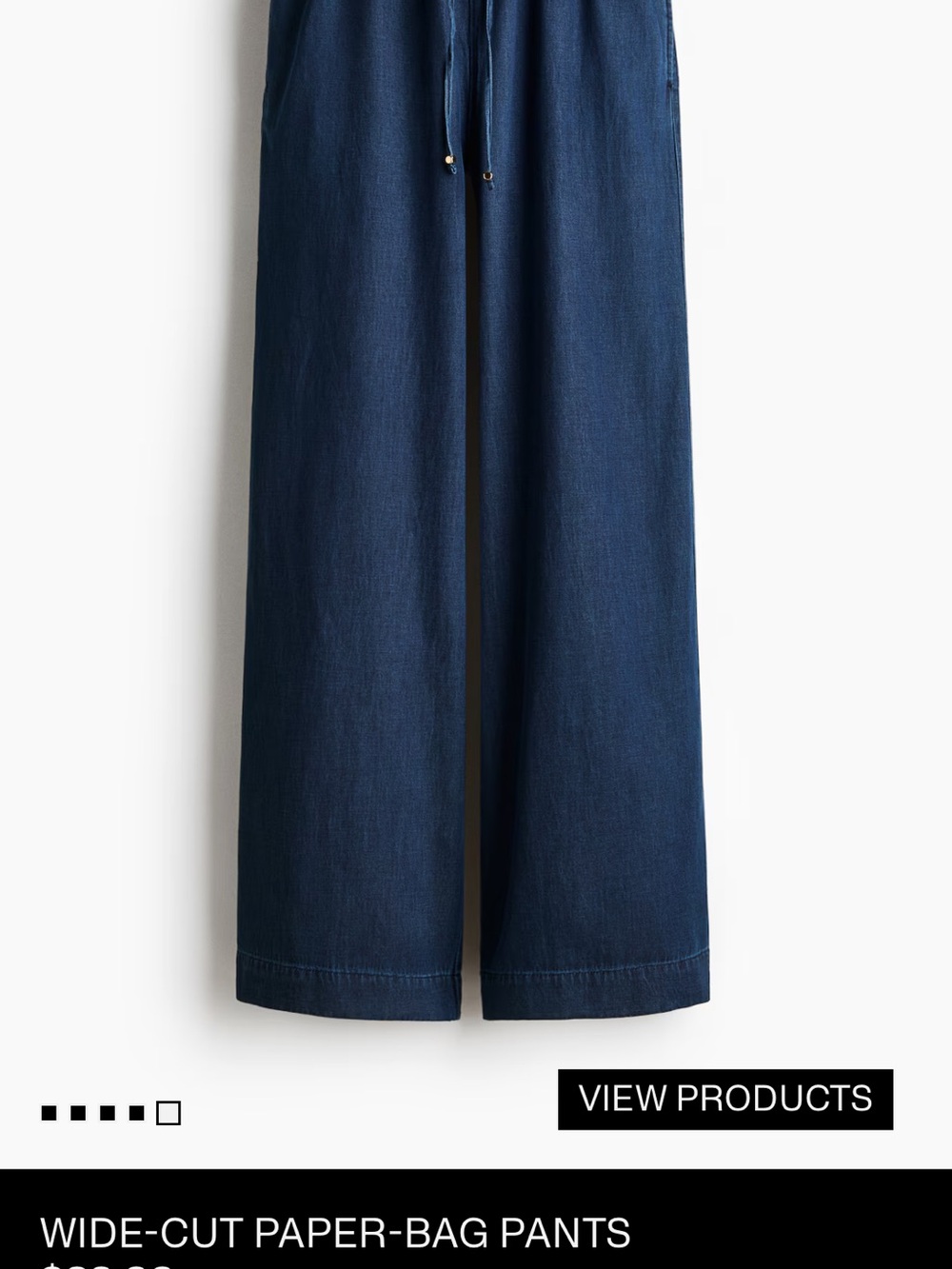 H&M Women’s Wide-Leg Drawstring Joggers - Dark Blue - Picture 3 of 6
